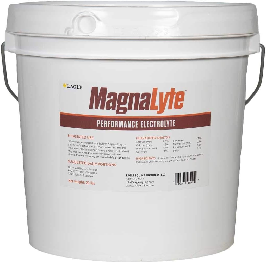 MagnaLyte Loose Salt and Electrolytes for Horses by Eagle Equine ¦ Mineral sea Salt, Trace Minerals, Electrolytes  20 Pound Bucket