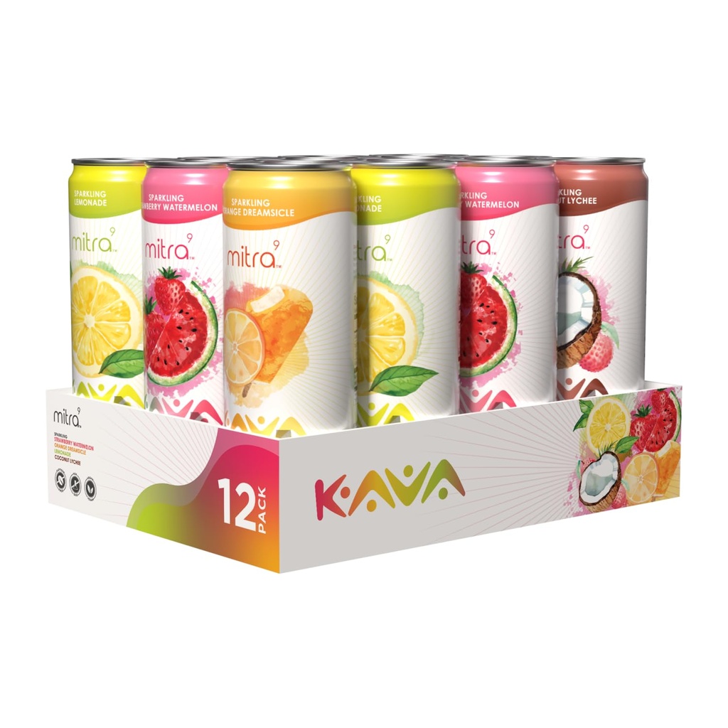 MITRA-9 Bebidas Botánicas - Kava Drink Flavor Variety Pack Con Kava Root Extract - Mood Enhancer - Planta Basada - promueve la calma natural y la claridad (12 Fl. Oz) (12)