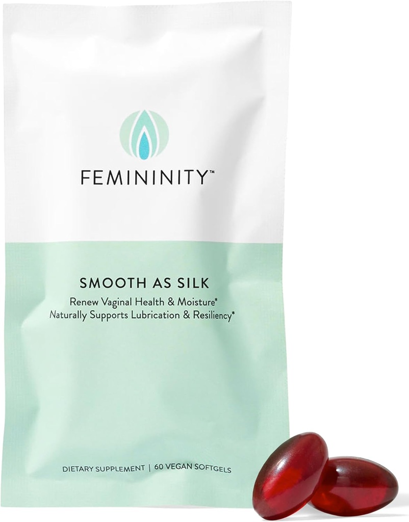 Femininity Smooth como Relleno de 30 días de sequedad vaginal (60 Softgels) – Sea Buckthorn Oil con 365 mg Omega 7 + Omega 3 y Omega 9