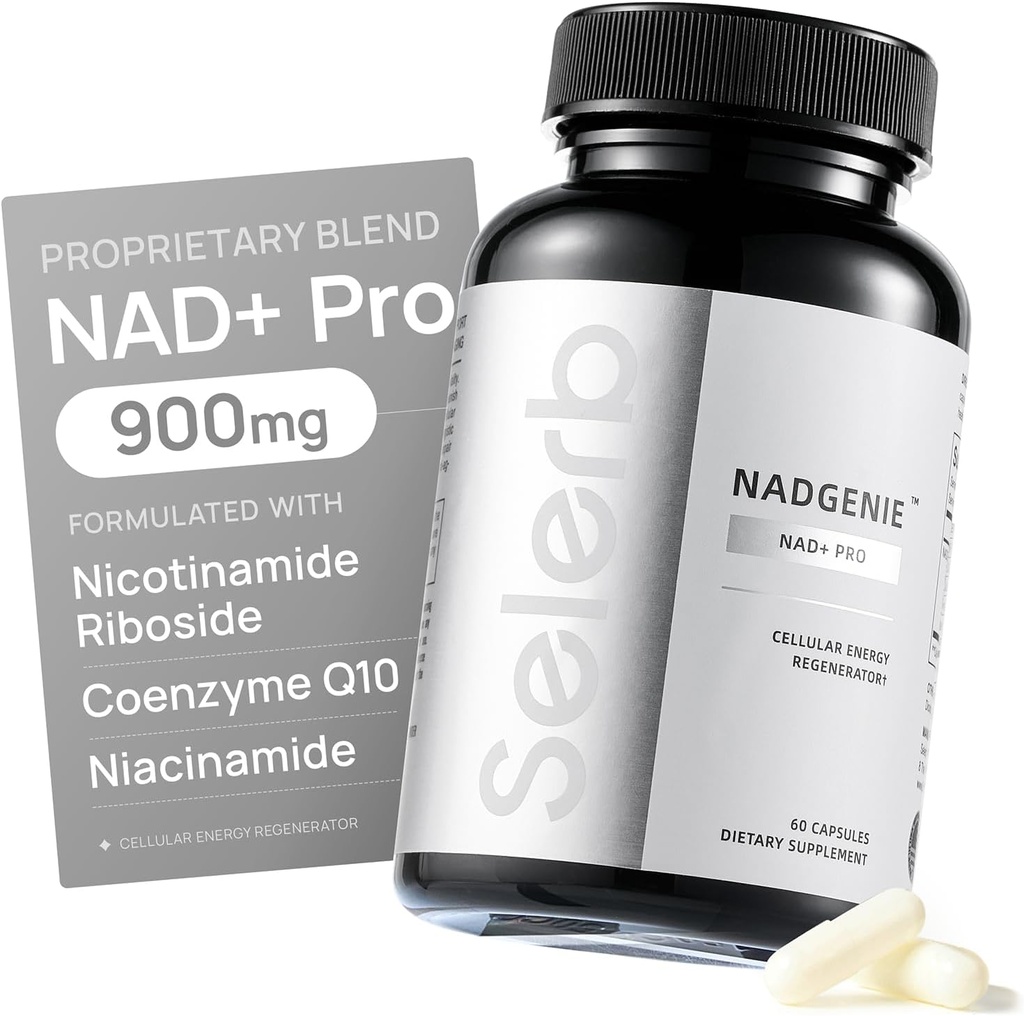 Selerb NR900 - NAD+ Suplemento para soporte de envejecimiento de la piel, apoyo energético celular y foco, alta potencia - 60 cuenta - Suplementos de bienestar Dietario