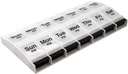 EZY DOSE Push Button (7-Day) Pill Case, Medicine Planner, Vitamin Organizer, 2 Times a Day, AM/PM Container, X-Large Compartments, Arthritis Friendly, Easy to Use, Clear Lids, Clear/Black, BPA Free