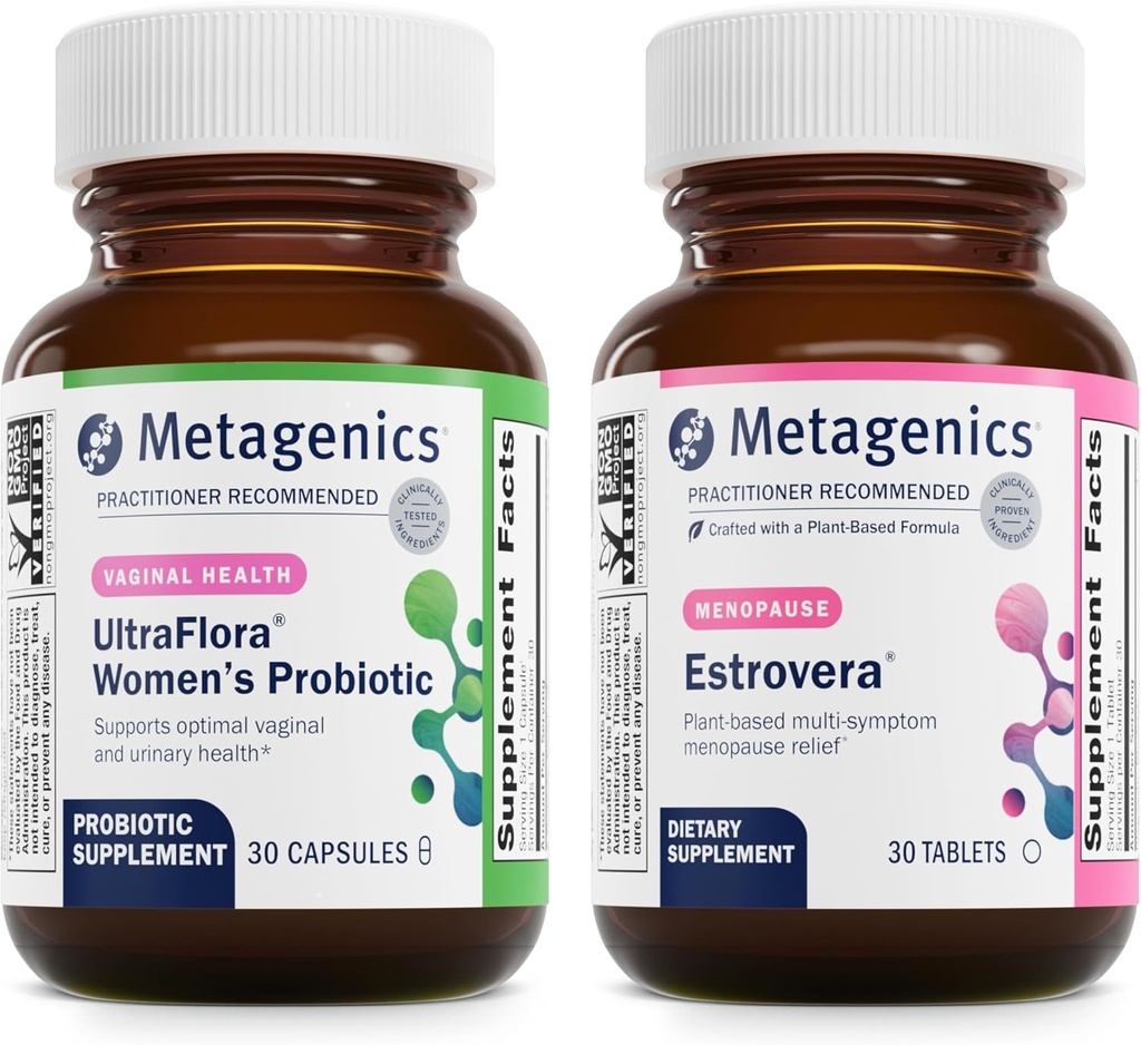 Metagenics Bundle - UltraFlora Women's ' HerWellness Estrovera - 30 Conde de UltraFlora Women's for Vaginal Health - 30 Tablets of Estrovera for Hot Flashes, Menopause Relief & Night Sweats