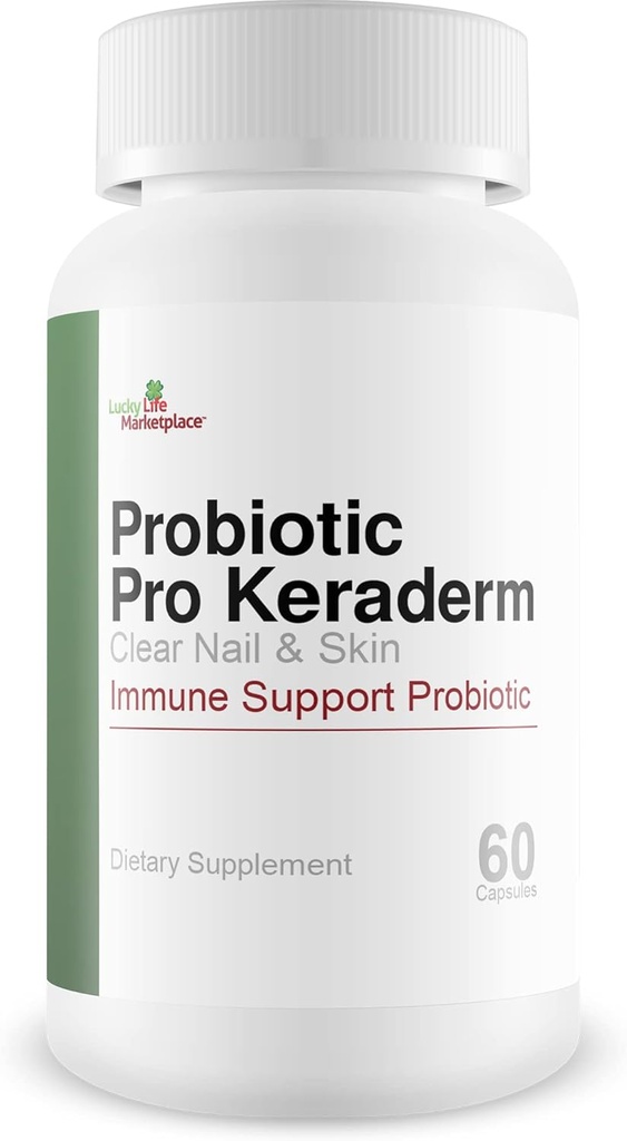 Probiotic Pro Keraderm - Soporte inmunológico Probiótico – Fórmula de piel de uñas dirigida para promover uñas saludables &amp; pies - Ayuda Higiene del pie desde el interior hacia fuera - Ayuda Reparar &amp; Estimular el crecimiento de uñas claras
