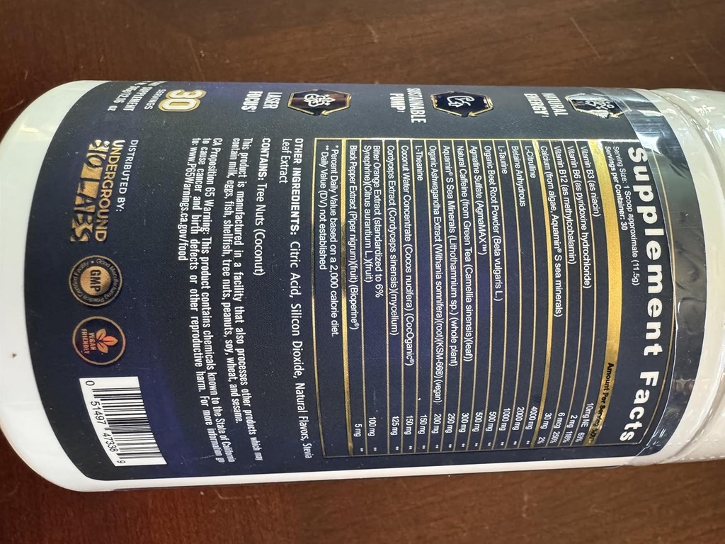 Laboratorios de Bio Subterráneo Panda Supps Fierce: Natural Pre-Workout with Zero Artificial Ingredients and 300mg Naturally Sourced Caffeine for Clean Energy and Focus (30 Servings)(Fierce Berry)