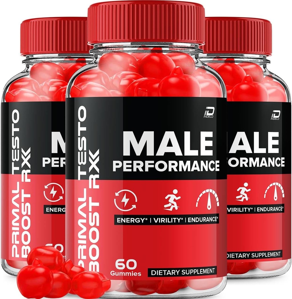 Primal Testo Boost RX ACV Gummies para Hombre – PrimalTesto Boost RX Male ACV Gummies Suplemento Todo-Natural, Primal TestoBoost RX Gummies Comentarios (3 Pack - 180 Gummies)