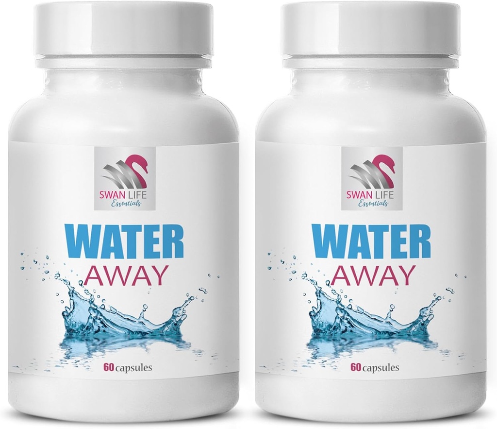 Natural support - WATER AWAY - wellness, Diuretic formula, Water support, Natural fluid balance, Diuretic capsules, fluid balance, Natural diuretic blend, water balance, Diuretic 2 Bottle 120 Caps