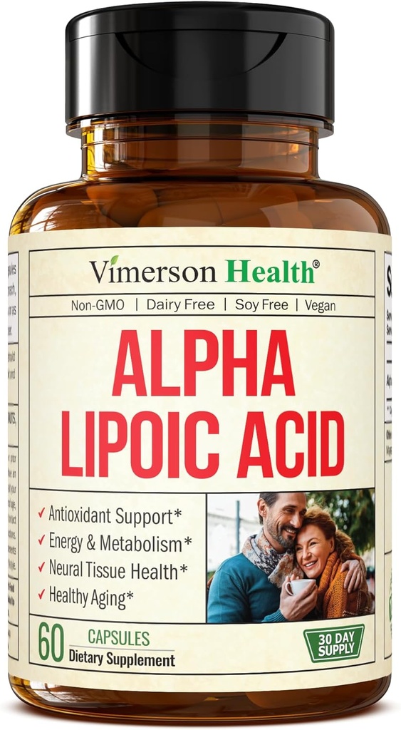 Ácido Lipoico alfa – Alta Potencia 650mg ALA Suplemento para Nerve y Salud Cerebral, Apoyo Antioxidante y Ayuda de Envejecimiento Saludable – Vegan " No GMO – Más fuerte que Alfa Ácido Lipoico 600mg – 60 cápsulas