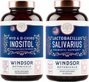 WINDSOR BOTANICALS Myo & D-Chiro Inositol and Lactobacillus Salivarius Probiotic Female Health Support Bundle