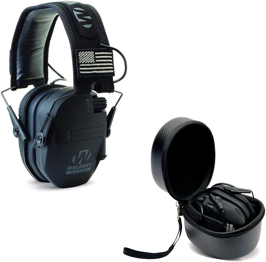 Razor Slim Electronic Shooting Hearing Protection Muff (Sound Amplification and Suppression) con Protective Case
