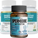 Spermidine &amp; Fisetin Longevity Bundle: 20mg Spermidine + 300mg Fisetin + Digestive Enzymes for Gut Health – Aging Defense, Cell Renewal, " Digestive Relief for Men " Women