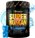 ALPHA LION Superhuman Burn – 2 en 1 Metabolismo Booster Pre Workout y Thermogenic Fat Burner para Hombre – Appetite Suppressant and Weight Loss Suplemento (21 Servings, Blue Gummy Bear Flavor)