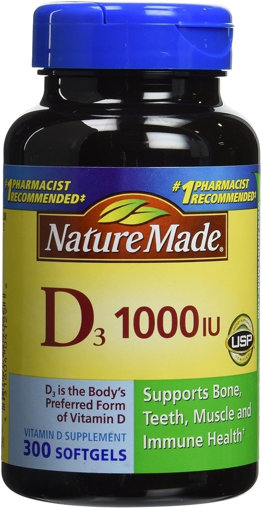 Vitamina D3 1000 UI, 300 Tabletas
