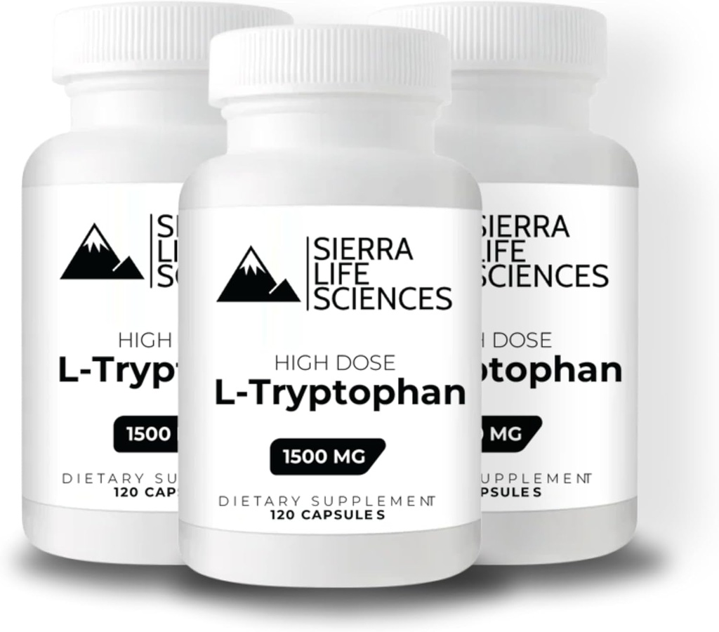1500mg High Dose L-Tryptophan Max in Easy-to-Swallow Capsules TEN Gluten-Free, Non-GMO TEN 40 Servings (3-Pack)