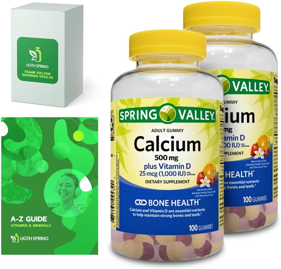 Calcio Plus Vitamina D, Gummies Adultos, 500mg, 1000 UI, Sabores surtidos, 100 Ct (2 Pack) Agrupar con vitaminas y minerales exclusivos - A a Z - Mejor guía de liviano (3 Artículos)