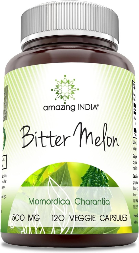 Increíble India Bitter Melon 500 mg 120 Veggie Capsules Suplemento No-GMO Silencioso Gluten Gratis