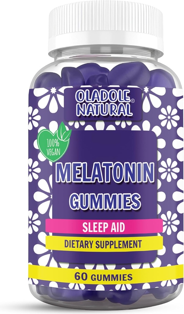 Oladole Natural Sleep Complex 86mg Extra Strength Melatonin, L-Theanine, Passiflora, 5-HTP, Ghana Seed Extractos ¦ Sleep Support Promociona Relax & Fall Asleep Faster - 60 Gummies, Grape Flavor