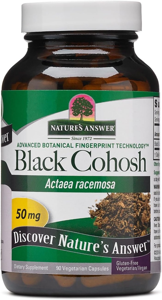 Natures Answer Black Cohosh Root Powder 50mg 90 Vegetarian Capsules  Menopausal Support ← Hot Flash Relief ← Promoción de la fertilidad
