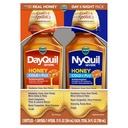Vicks DayQuil and NyQuil Severe Cold & Flu, Honey, Liquid Over-the-Counter Medicine, 2x12 Oz