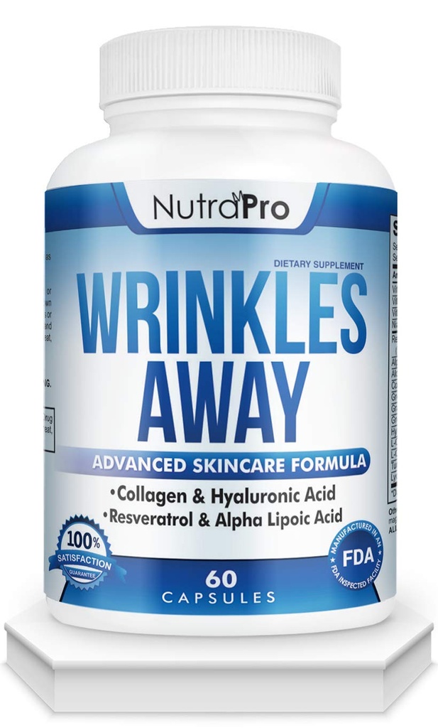 NutraPro Anti Wrinkle and Ageless Skin Vitamins - Dermal Repair Complex for Skin Repair with Collagen & Resveratrol & Alpha - Lipoic Acid & Hyaluronic Acid Supplement to Renew Skin