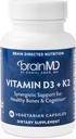 BRAINMD Vitamina D3 + K2-60 Cápsulas - Apoyo sinérgico para la Cognición de Huesos Saludables - Gluten Gratis - 60 Actuaciones