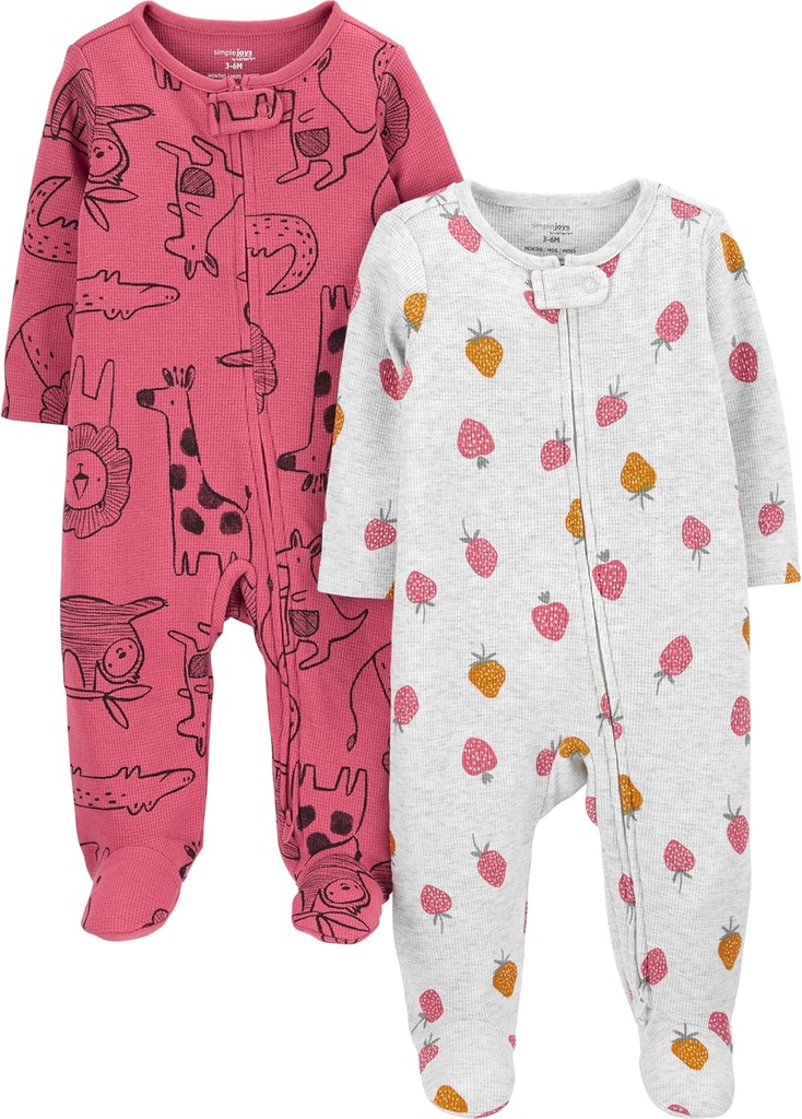 Joyas simples por las bebés de Carter 2 vías Zip Thermal Footed Sleep and Play, Pack of 2