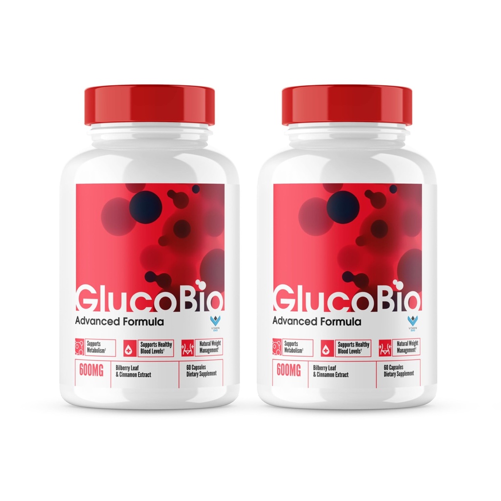 (Oficial 2 Pack) Glucobio Capsules, Gluco Bio Pills Advanced Formula, GlucoBio All Natural Ingredients, GlucaBio Maximum Strength, Glucbio, Glucobio Blood, Glucobio Support (120 Caps)