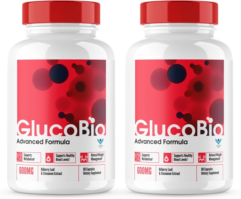 (Oficial 2 Pack) Glucobio Capsules, Gluco Bio Pills Advanced Formula, GlucoBio All Natural Ingredients, GlucaBio Maximum Strength, Glucbio, Glucobio Blood, Glucobio Support (120 Caps)