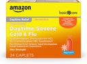 Cuidado básico Temporada del día Cauteles de alivio de la gripe, Medicación para síntomas graves de frío y gripe como dolor de cabeza, fiebre, tos, tórax, tórax " Nasal Congestion, Vapor Ice, 24 Condes