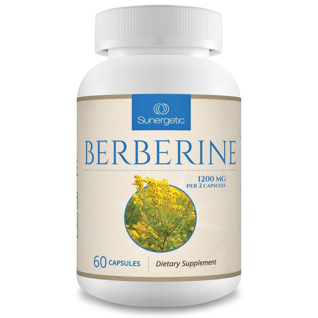 Suplemento de bereberina Premium Sunergetic - 1200mg Por Serving - Suplemento de bereberina HCL No GMO - Soporte Inmuno- 60 cápsulas