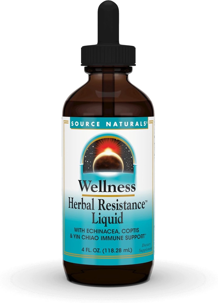 Fuente Natural Wellness Resistencia Herbal Suplemento de Defensa Inmunitaria y Booster Inmunitario con Echinacea, Elderberry y Yin Chiao - 4 Fluid Oz