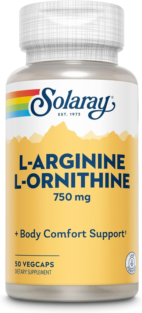 Solaray Free Form L-Arginine y Ornithine Capsules, 50 Conde