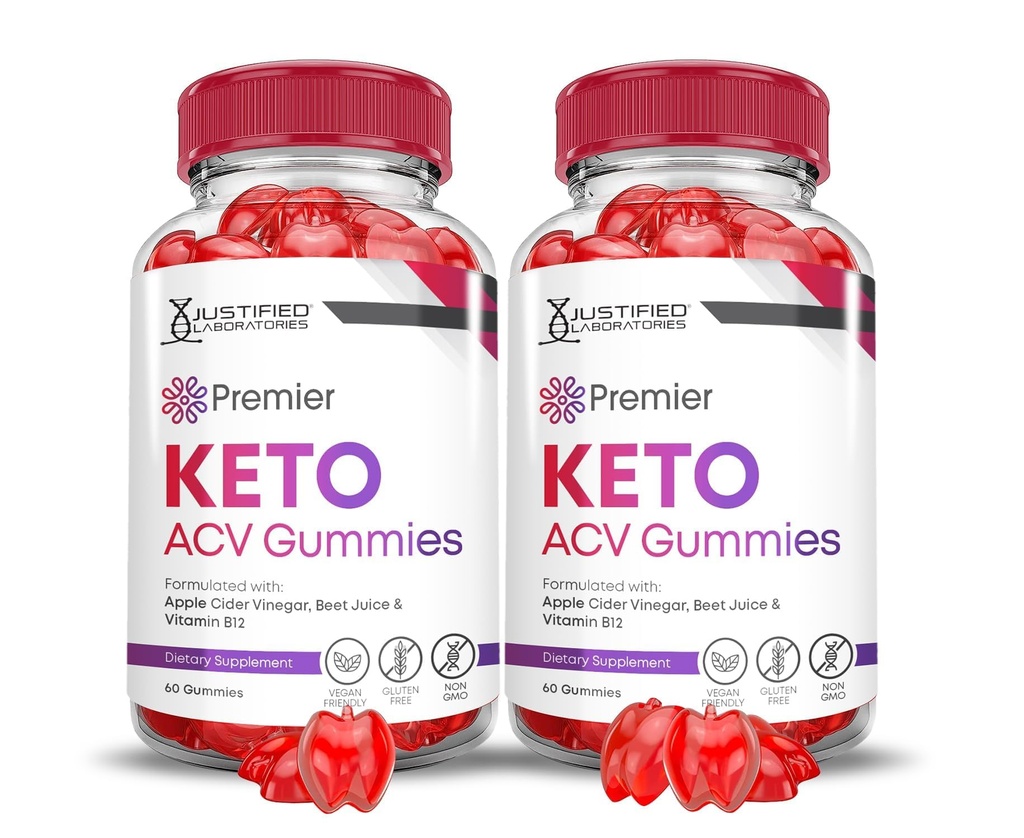 Laboratorios Justificados (2 Pack Premier Keto ACV Gummies Premier Keto Gummies Advanced 1000MG Apple Sider Vinegar Formulado con Pomegranate Beet Juice Powder B12 Vegan Non GMO 120 Gummys