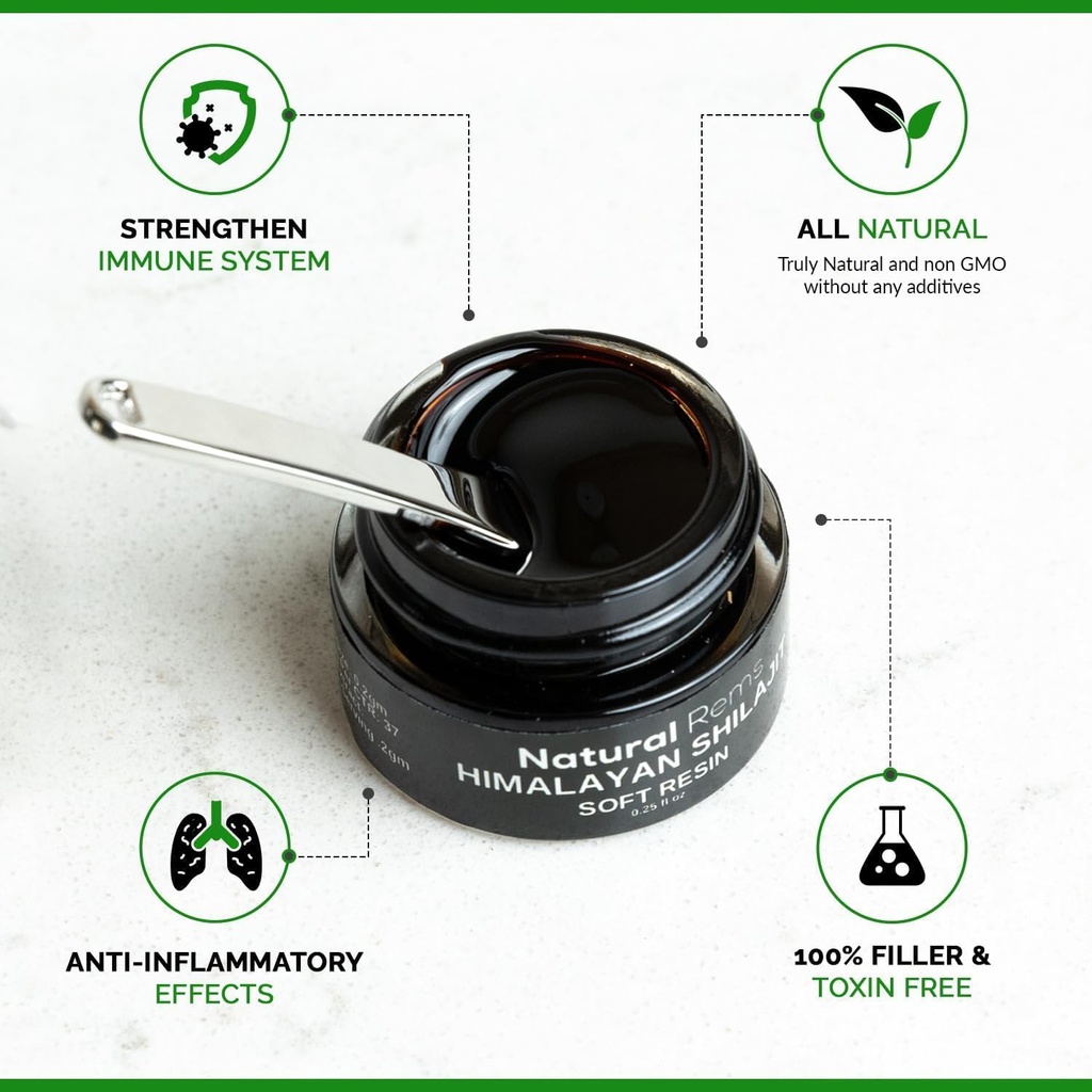 Natural Rems Organic Shilajit - Shilajit Puro Himalayan Orgánico - Puro Shilajit Suplemento Ácido Fulvic - Shilajit Energy and Focus Suplemento - Holistic Health Supplements...