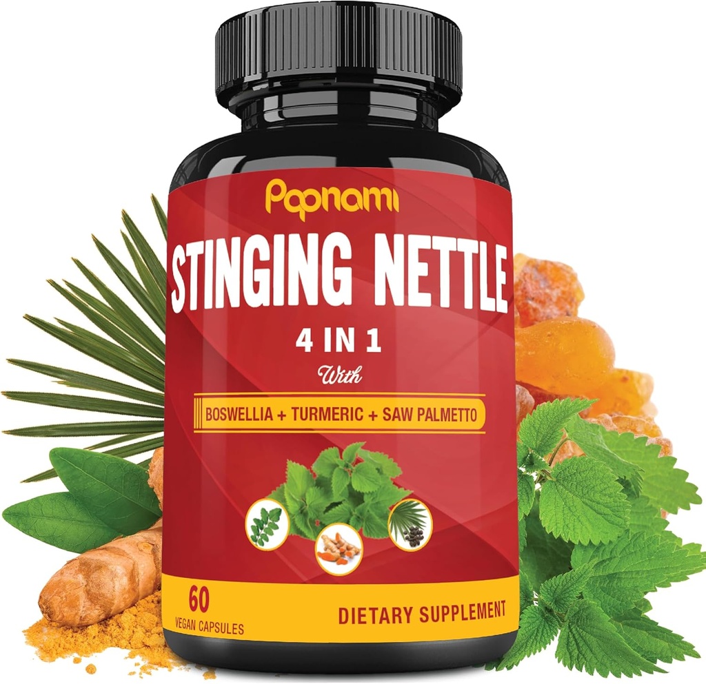 Extracto de Nettle Sting Capsules con Boswellia, Turmeric & Saw Palmetto - 2 Mes de Suministro para Junta, Manejo del Cuerpo, Esquí, Pelo &amp; Inmunity