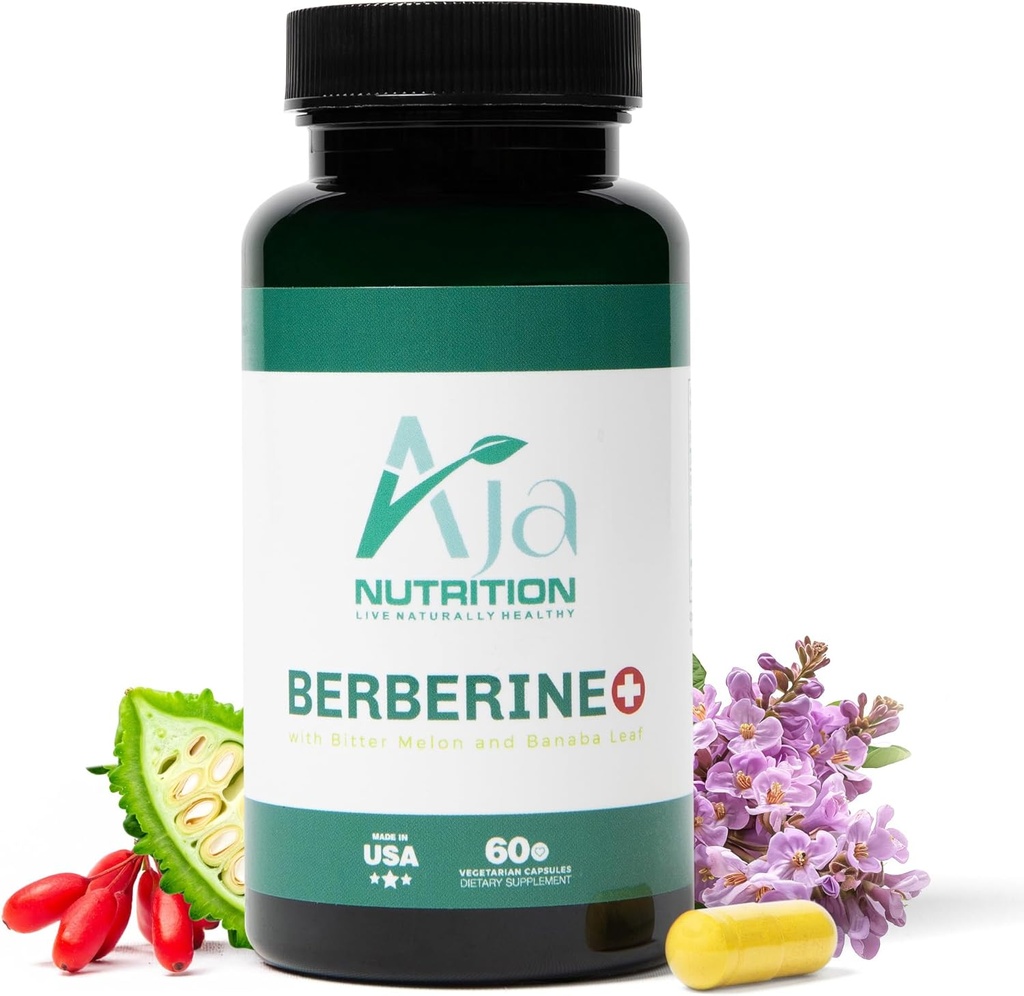 Berberine Plus – Triple Action Metabolic Support Supplement with Berberine HCl 500mg, Bitter Melon & Banaba Leaf – 1250mg Herbal Actives – Energy & Digestive Support – 60 Vegan Capsules