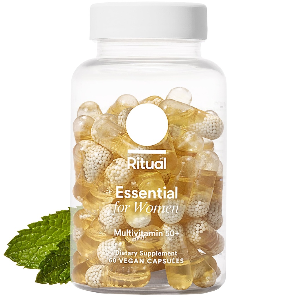 Ritual Women’s 50+ Daily Multivitamin - Key Essential Vitamins and Minerals to Support Menopause, Energy, Heart, Bone, Brain Health* - Including Folate, DHA - Vegan - Mint - 60 Capsules - 30 Servings