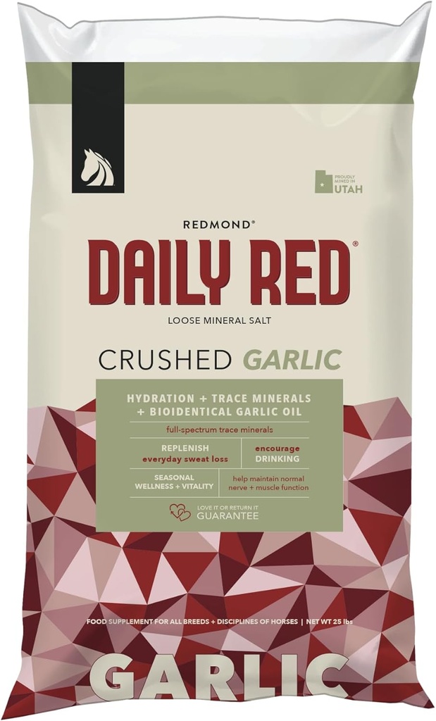 Ajo crudo RED diario - Suplemento mineral para caballos (25 LB Ajo)