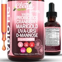 Nutracéuticos limpios VBiotic Vaginal Probiotic for Women Liquid Drops ← Cranberry Uva Ursi Horsetail D-Mannose Prebiotics Marigold & Black Cohosh Vaginal Health Supplement latitud pH Balance