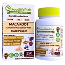 Cadena de Maca Peruana 150 ct. Potente Maca Blend de Amarillo Rojo &amp; Negro Maca Root con Pepper Negro. Todo Natural No GMO Vegan Sin Stearate Sin Polvo de arroz No Silica No Filler