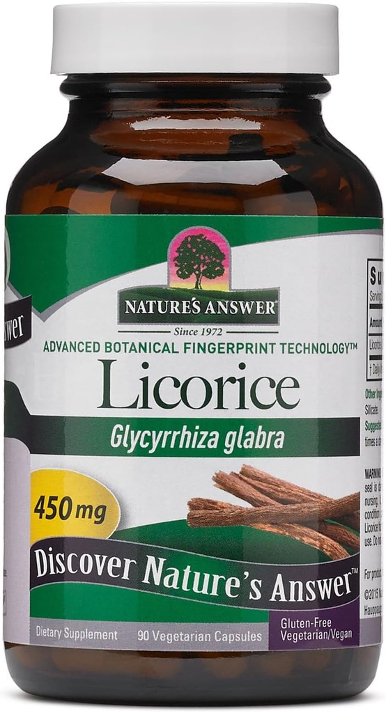 Nature's Answer Licorice Root 90 Capsules - Digestive, Immune, and Respiratory Support - Vegetarian, Vegan, Gluten Free, Kosher Licorice Root Capsules - Supports Skin