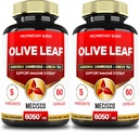 5in1 Extracto de hoja de oliva para 4 meses 6050mg con Garcinia Cambogia, té verde, café verde &amp; pimienta negra - salud cardiovascular, bienestar &amp; soporte de inmunos - 2 paquetes 60 cápsulas
