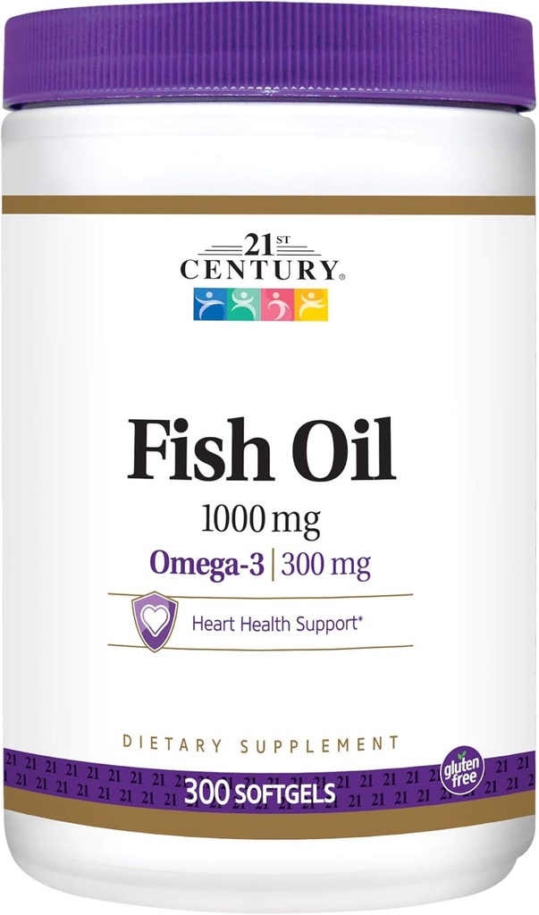 21th Century Fish Oil 1000 mg Softgels, 300-Count (Pack of 3)
