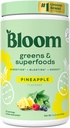 Bloom Nutrition Superfood Greens Powder, Enzymes Digestivos con Probióticos y Prebióticos, Gut Health, Bloating Relief for Women, Clorella, Green Juice Mix with Beet Root Powder, 25 SVG, Pineapple
