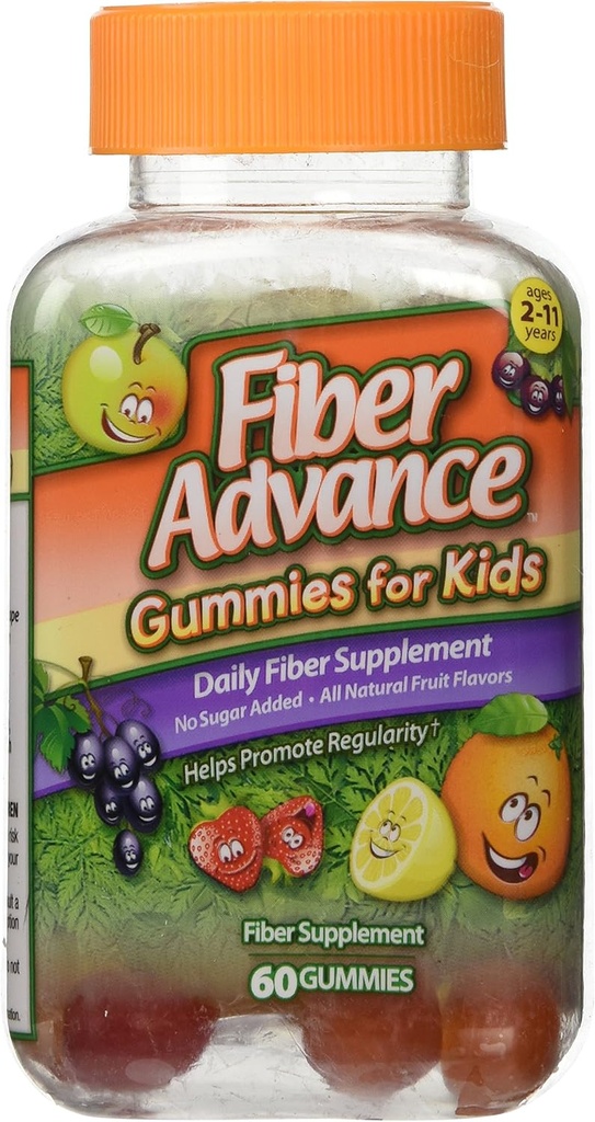 Avanzado de fibra Gummies para niños suplemento diario de fibra, 60 cuenta