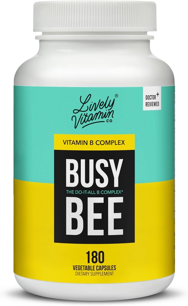 VITAMIN CO. Bee Busy - Complejo de vitamina B altamente biodisponible con línea de Choline - Energía - Estrés - Fog cerebral - Claridad mental - Daño oxidativo - Soy lácteo gratis - 180 cápsulas Vegan