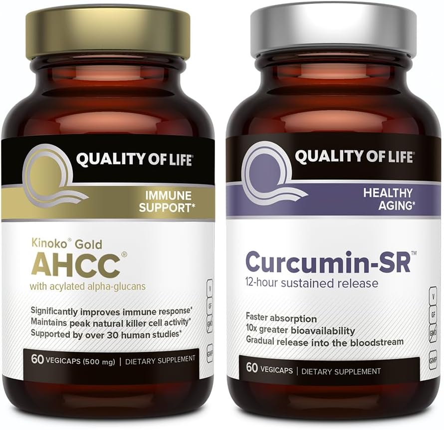 Calidad de vida Características Kinoko Gold AHCC y Curcumin Microactiva SR - Immune Soporte Curcumin Bundle