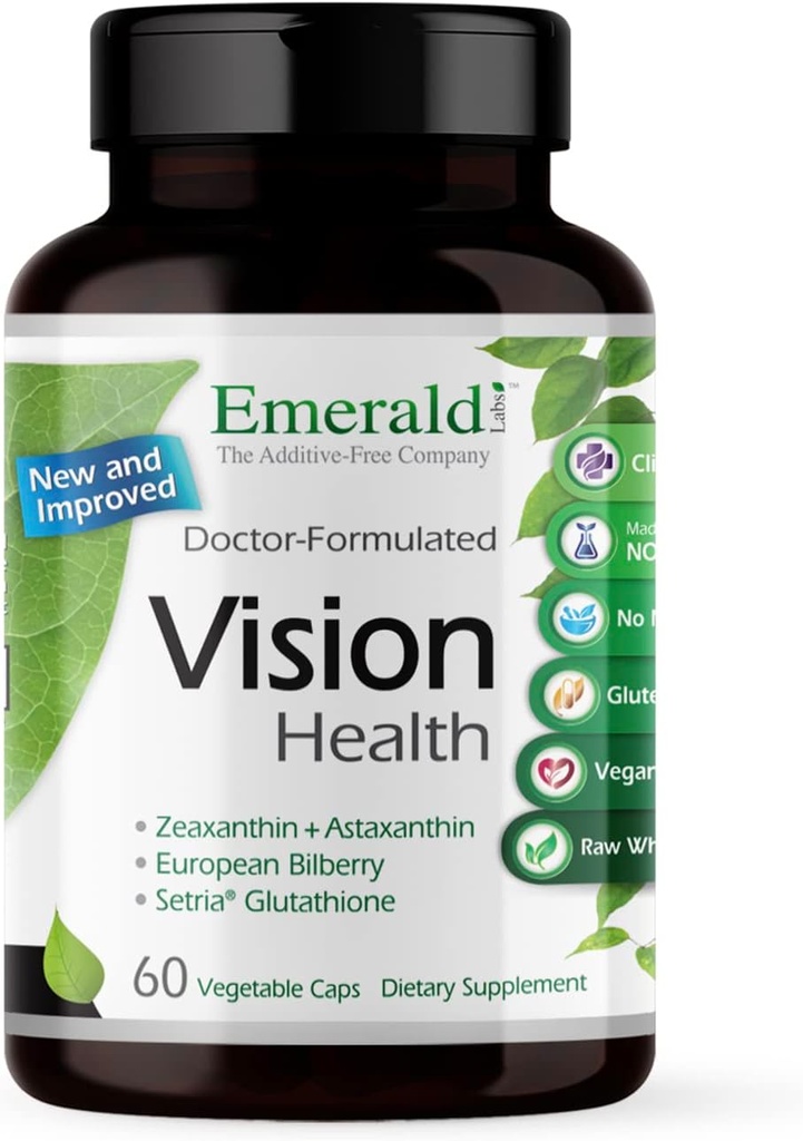 EMERALD LABS Vision Health - Premium Eye Health Supplement with Lutein, Zeaxanthin & Albion Chelated Zinc - Vegan &amp; Gluten-Free - 60 Vegetable Capsules (30-Day Supply)
