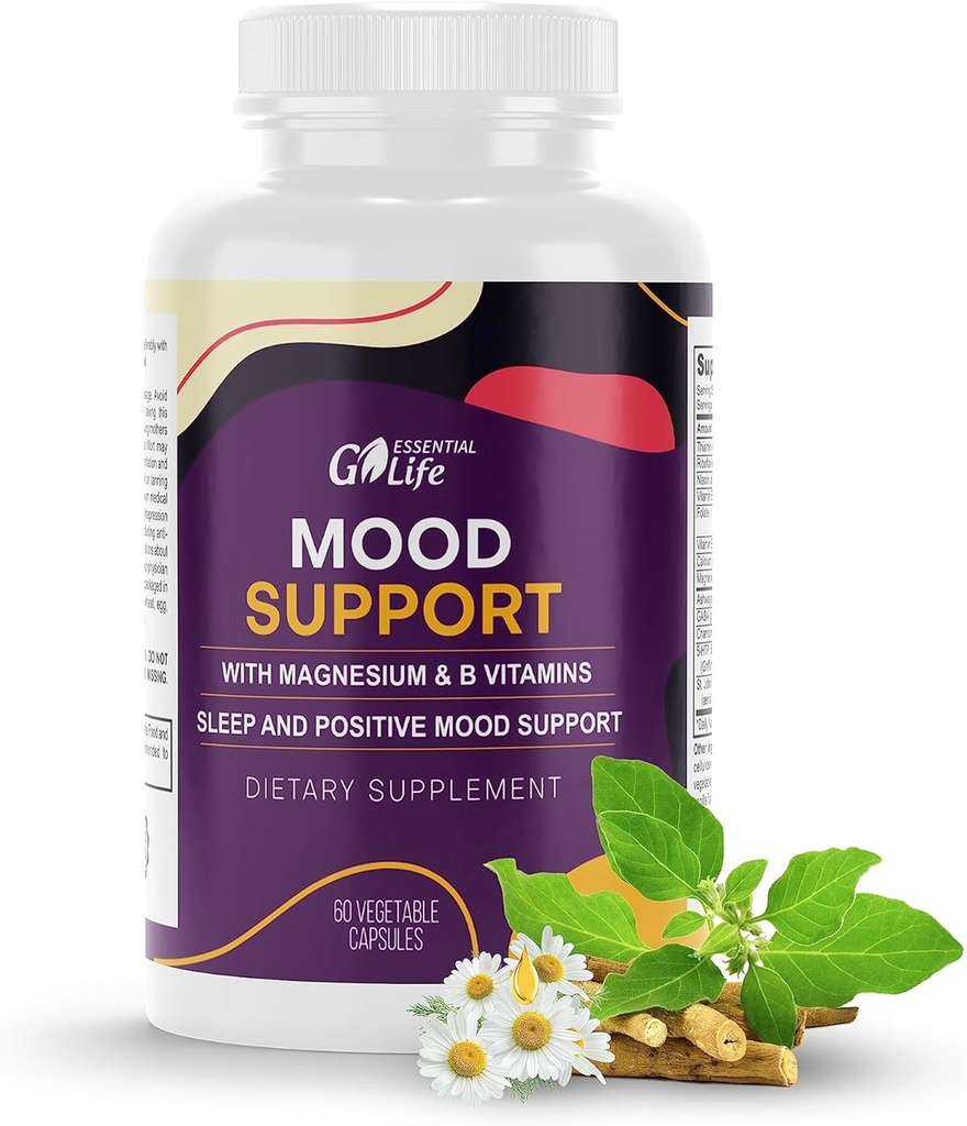 Mood Support Suplemento ← Ayuda a la calma Apoyo con Ashwagandha, GABA 5-htp, St John's Wort, Vitamin B6 y B12 para el sueño, la relajación, y Cortisol Manager TEN 60 cápsulas