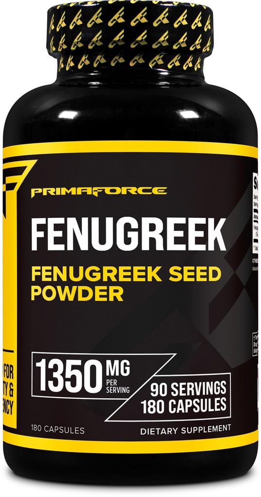 Primaforce Fenugreek Seed Capsules (180 capsules / 1350mg Por Serving, 2 Capsule Servings) - Suplemento Herbal Premium para Hombres y Mujeres, No GMO, Gluten Free Supplement