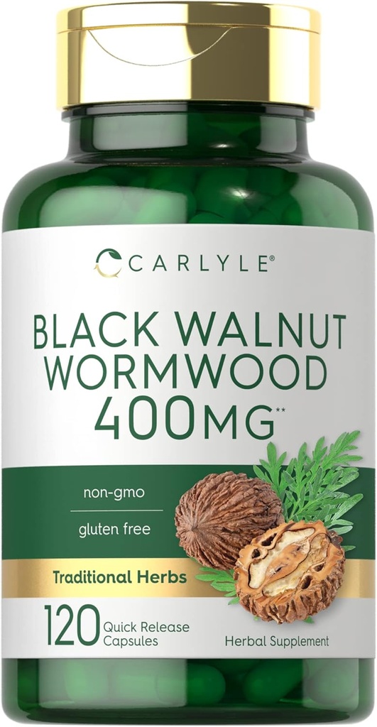 Carlyle Black Walnut Wormwood ← 120 Capsules  durable Herbal Complex ← Non-GMO, Gluten Free